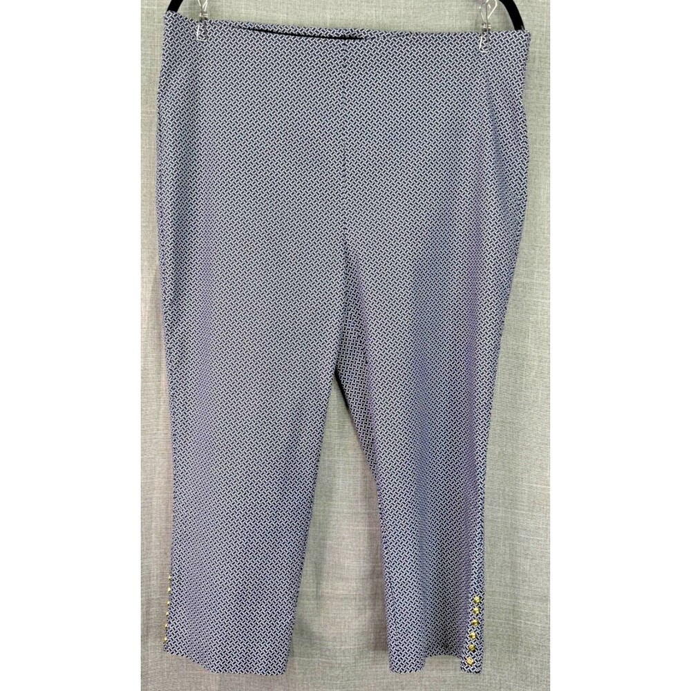 Liz Claiborne April Pull On Cropped Straight Leg Pants Women's Size 14 Navy